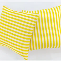 SLEEPY THREADS Yellow & White Set of 2 Striped Square Cushion Covers image 3