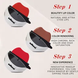 Adbeni Set of 2 Lip Shape Waterproof Matte Lipstick 5g Each - Neon Red+Cranberry Red image 4