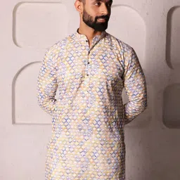 Lightpole Men Geometric Mirror Work Handloom Kurta image 3