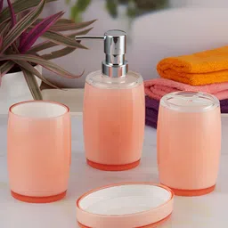 Kookee Orange 4 Pieces Abstract Printed Bath Accessories Set image 2