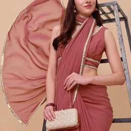 Inddus Pink & Gold-Toned Sequinned Saree-picture-27