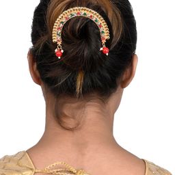 Silvermerc Designs Women Gold-Plated  & Red Beaded Hair Accessory-23