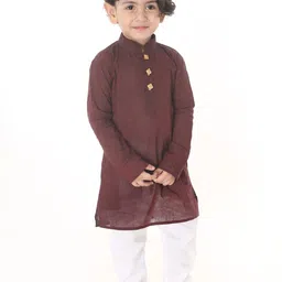 VASTRAMAY Boys Maroon Pure Cotton Kurta with Pyjamas-20
