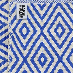 Saral Home Set of 2 Blue & Beige Geometric Patterned Multi-Use Cotton Dhurrie image 2