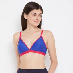 Clovia Cotton Rich Solid Non-Padded Full Cup Wire Free Maternity Bra - Dark Blue-image-26