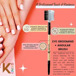 KINDED 2 in 1 Natural Wooden Handle Eye Grooming Angular Makeup Brush image 4