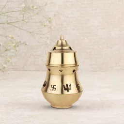 Brass Oil Lamp Diffuser Incense Kapoor Camphor Essential Fragrance Oil Burner Brass Table Diya-0
