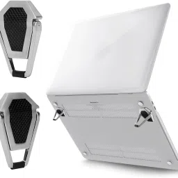 POZUB Laptop Holder Keyboard & Tablet Lightweight Laptop Desk Stand Cooling Pad Foldable Metal Laptop Stand Portable Invisible Laptop Riser Stand Mini Aluminum Laptop Stand-17