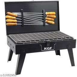 kgf Briefcase BBQ Charcoal Barbeque Large Size With Elegant Look , Color Classy BLACK Pizza Maker image 3