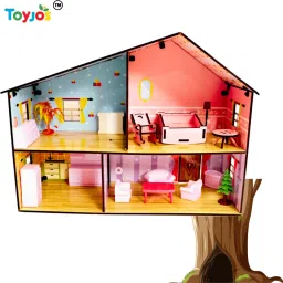 2-Story Wooden Dollhouse Playset | Pretend Play with Furniture& Accessories-18