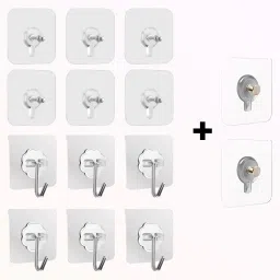 Self Adhesive 6 J Hook, 6 Nail Hook & 2 Free Photo Hook For Hanging frames Hook 12-image-70