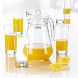 S1Store Juice and Water Jug Glass Combo Set for Dining Table (1.3 Litter Jug, 250ML Glass) Jug Glass Set (Glass) Jug Glass Set-86