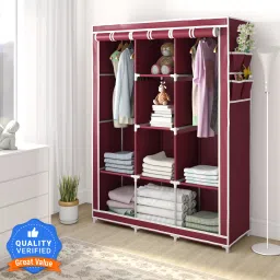 3 Door 8 Shelf Carbon Steel Collapsible Wardrobe-13