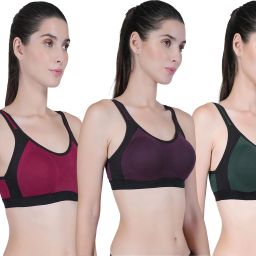 Pack of 3 Women Sports Non Padded Bra-image-98
