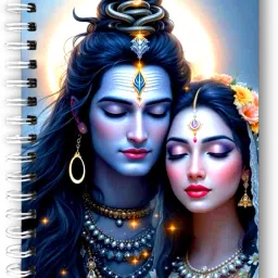 Lord Shiva with Maa Parvati in Sparkle Finish Cover, 80 GSM Hard bound Cover A5 Diary Ruled 160 Pages-image-92