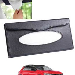Black Leatherite Rectangle Shape Fancy Design Tissue Dispencer For Car-202 Vehicle Tissue Dispenser-10