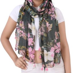 Floral Print Polyester Women Multicolor Stole-image-29