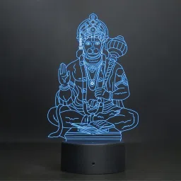 Lord Hanuman Acrylic Night lamp for Home, Mini Temple with 7 Color Changing with Smart Touch Button Desk Table lamp Table Lamp-23