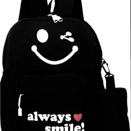 Small 15 L Backpack Casaul Smiley printed trending design shoulder college bag for girls with pouch-image-69