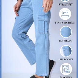Men Relaxed Fit Mid Rise Light Blue Jeans-image-67