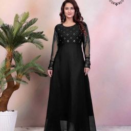 Embroidered Georgette Stitched Flared/A-line Gown-image-55