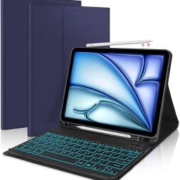 Proelite Apple iPad Air 13 inch 2024 M2 with Pencil Holder Bluetooth Standard Tablet Keyboard Compatible with Desktop, Laptop, Mac-image-1