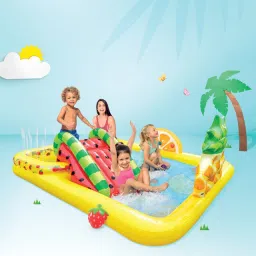 vwretails Fun'N Fruity Outdoor Inflatable Kiddie Pool Water Play Center with Water Slide Inflatable Swimming Pool, Pool Accessory, Infatable Ball image 3