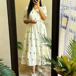 Women A-line White Midi/Calf Length Dress-image-75