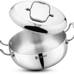 Argent Saiba Triply Stainless Steel Multi Purpose Casserole Less Oil Use | Curry Pan 18 cm diameter with Lid 1.8 L capacity-picture-22