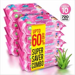 Baby Wipes with Aloe Vera,Vitamin E & Mild Fragrance (Pack of 10)-16