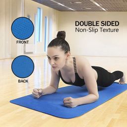 4mm EVA Yoga Mat with Carry Strap, Anti Skid, Home, Gym Workout, for Men & Women Blue 4 mm Yoga Mat-image-83