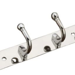 Zyra Wall Hook 4 Legs Cloth Hanger Bathroom Wall Door Hooks Steel Hooks Silver Hook Rail 4-24