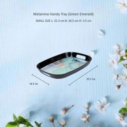 100% Pure Melamine Small handy Serving Tray, GREEN EMERALD Theme, Home & Kitchen Tray Serving Set-4
