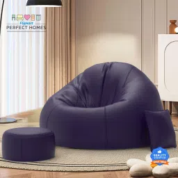 XXXL CuddleMist Sofa With Free Cushion and Puffy , Indigo Teardrop Bean Bag With Bean Filling-73