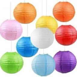 Paper Hanging Lantern Ball Lamp Shade, 10-inch (Multicolor, Pack of 15) Multicolor Paper Hanging Lantern Multicolor Paper Hanging Lantern-image-14