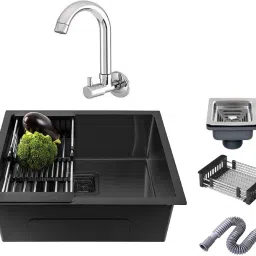Handmade Kitchen sink 24" X 18" X 10" Sound Proof With Tap Stainless steel Matt Finish Black MG_24 Vessel Sink-image-75