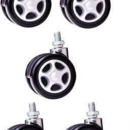 Threaded Twin Castor Revolving Chair Wheel Black Set of 5 Appliance Furniture Caster ( Pack of 5 ) Iron, Plastic Friction Rolling Cabinet-image-30