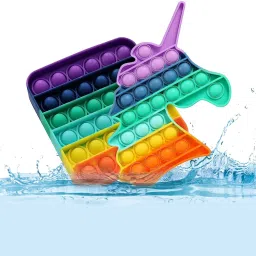 aganta Pop It Set of 2 Fidget Toys Set Pack Poppits Toys for Kids Unicorn Pop It Square Poppits Popping Toys for Kids Small Size Poppet Fidget Set Pack Of 2 image 2