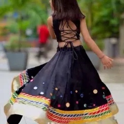 BAESD Girls Embroidered Mirror Work Ready to Wear Lehenga & Blouse image 3