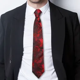 AXLON Men Printed Tie Set With Pocket Square, Cufflink & Flower Pin image 2