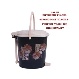 Kuber Industries Black & Peach 2 Pcs Printed Durable Pedal Dustbins With Handle -7Ltr Each image 4