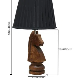 Homesake Black & Brown Rustic Wood Base Textured Fabric Shade Traditional Table Lamp image 2