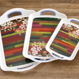 PACKSON lining & flowers Tray Serving Set (Pack of 3) Tray Glass Tray Set-3