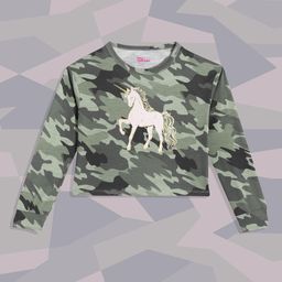 Macy's Epic Threads Girls Green & Off White Camouflage & Graphic Printed T-shirt-image-38