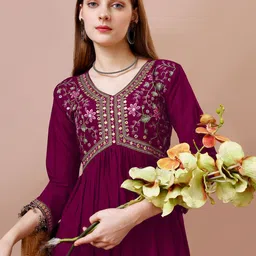 Shree Ramkrishna Fab Floral Design Embroidery Anarkali Dress-image-8