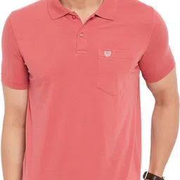 duke Men Solid Polo Neck Cotton Blend Red T-Shirt-picture-24