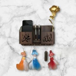 Ramzan dezine wooden home deacor Wall key holder &mobeil pen stand Wood Key Holder-image-2