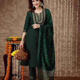 skylee Women Cotton Blend Kurta Pant Dupatta Set-picture-33