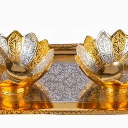 Gold Plated Brass Bowl Bowl, Spoon Serving Set-picture-28