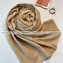 Embellished Georgette Women Beige Scarf, Fancy Scarf, Stole-image-23